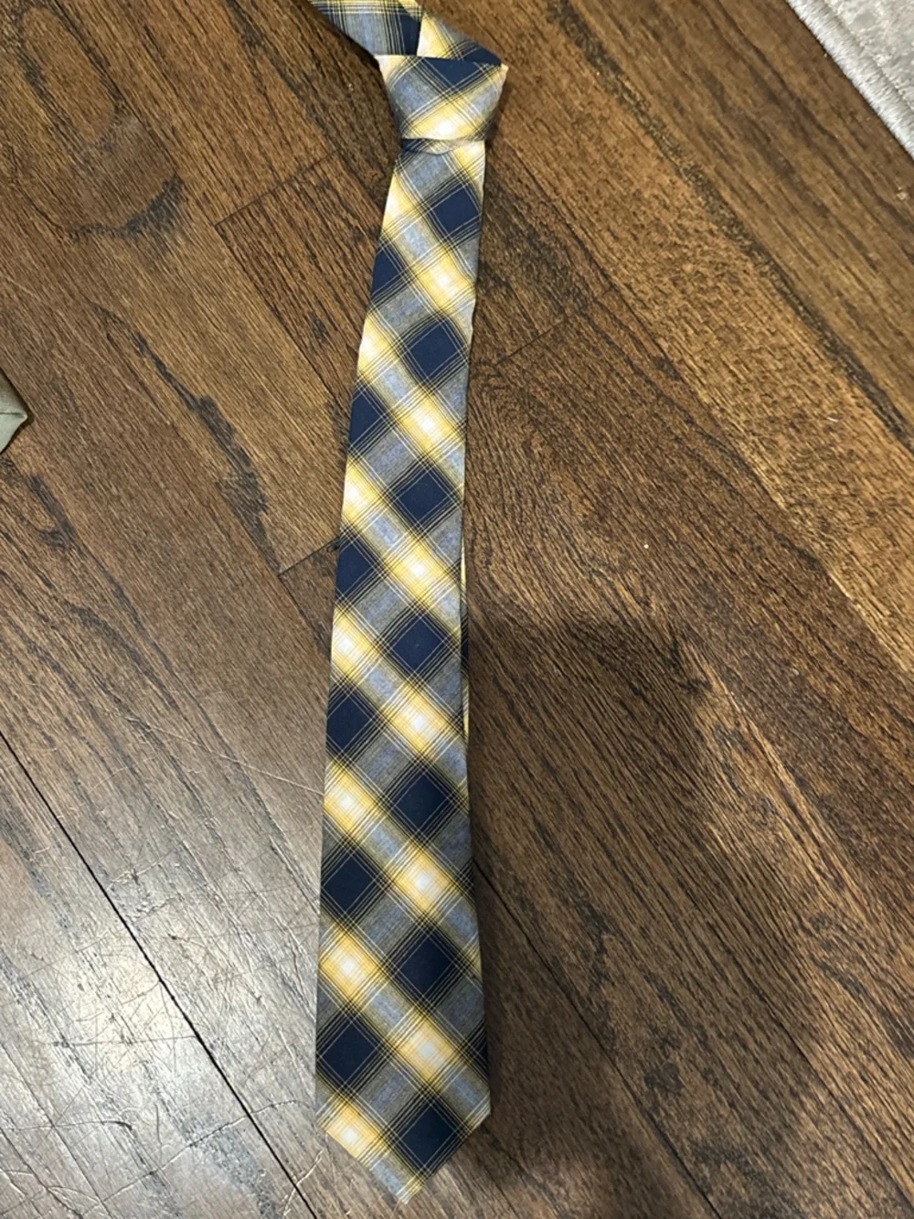 Classic Plaid boys Tie in Navy and Yellow